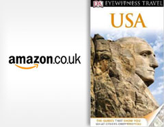 Amazon logo with DK travel guide USA cover.